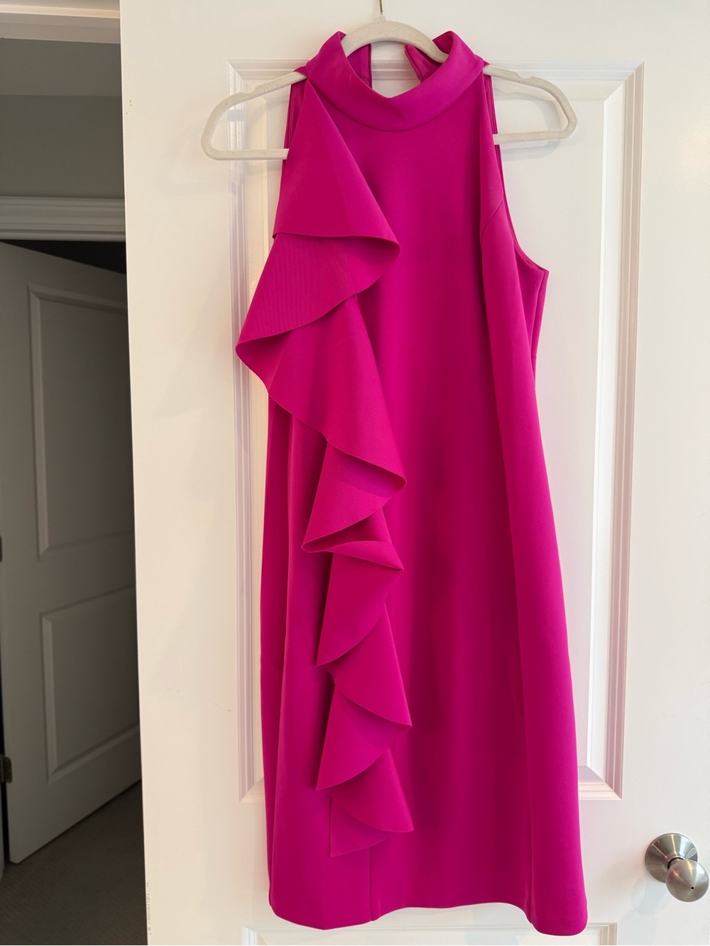 Rachel Zoe Hot Pink Ruffle Halter Dress